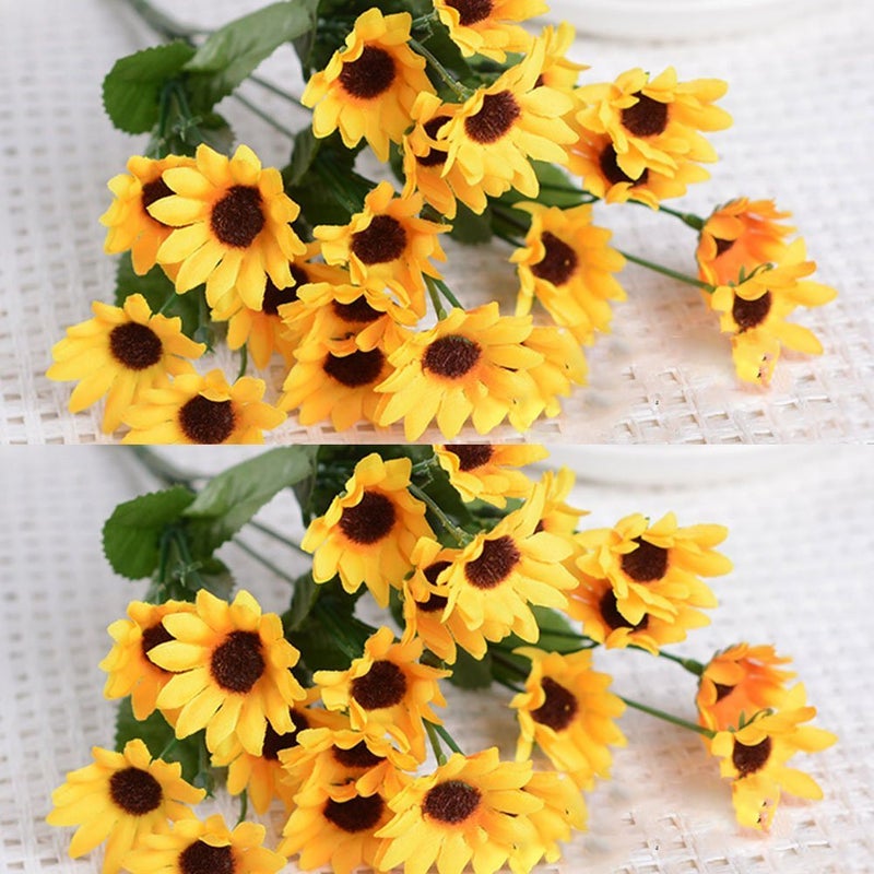 Artfen Artificial Sunflower 2 Bouquet Artificial Flowers Fake Sunflowers Floral Decor Bouquet Home Hotel Office Wedding Party Garden Craft Art Decor 13 inch - Image 2